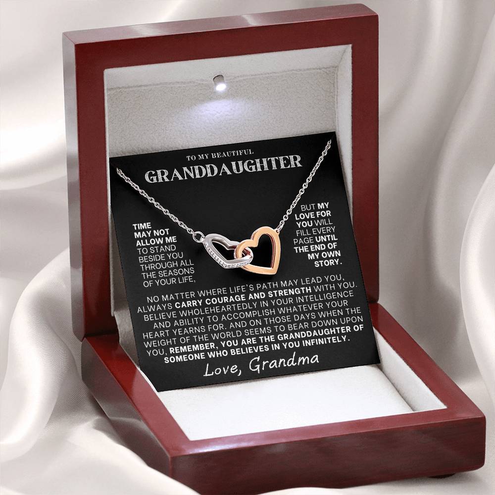 Interlocking Hearts Necklace: A Granddaughter's Cherished Necklace BLK002