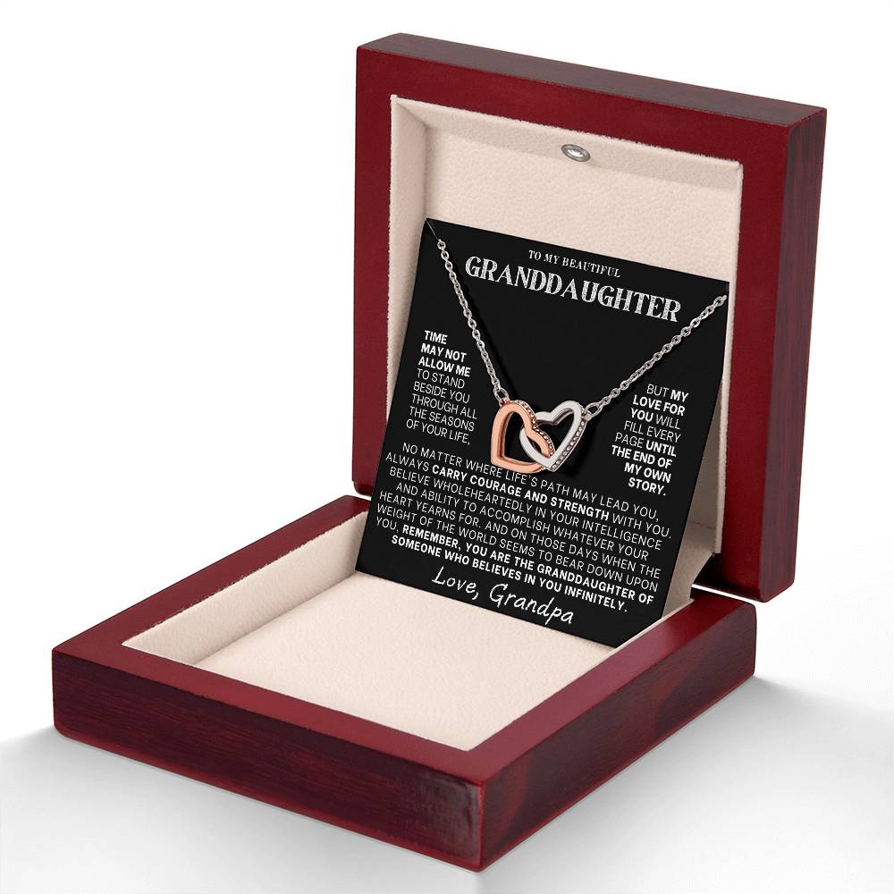 Interlocking Hearts Necklace: A Granddaughter's Cherished Necklace, Love Grandpa BLK002
