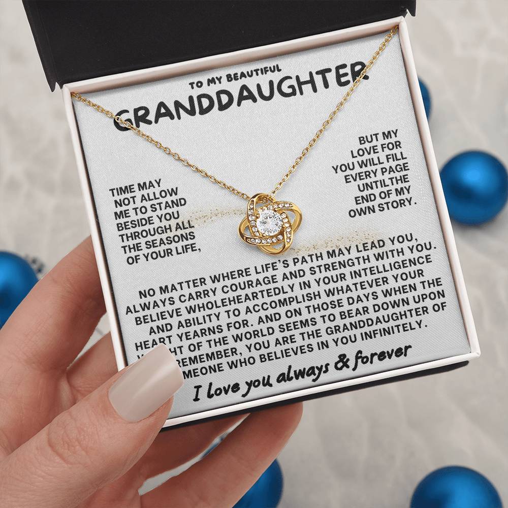 Eternal Embrace: Love Knot Necklace for My Granddaughter WHTE 003