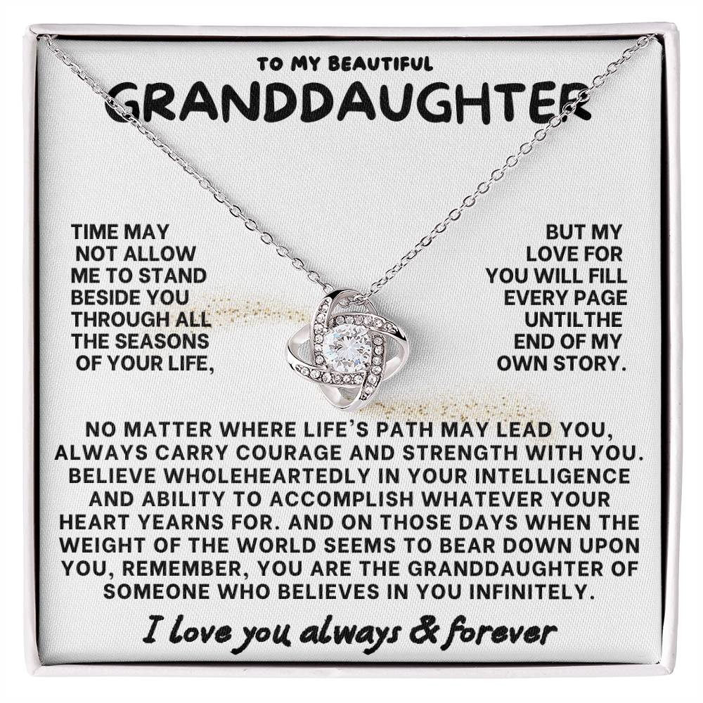 Eternal Embrace: Love Knot Necklace for My Granddaughter WHTE 003