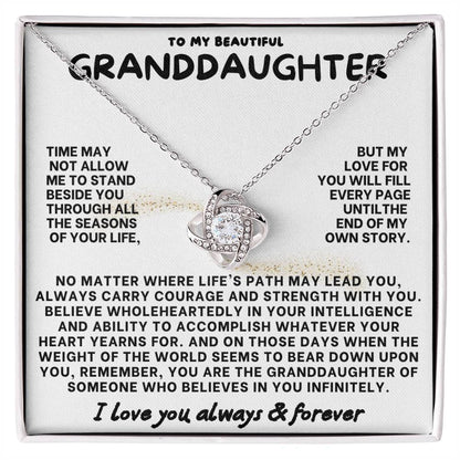 Eternal Embrace: Love Knot Necklace for My Granddaughter WHTE 003