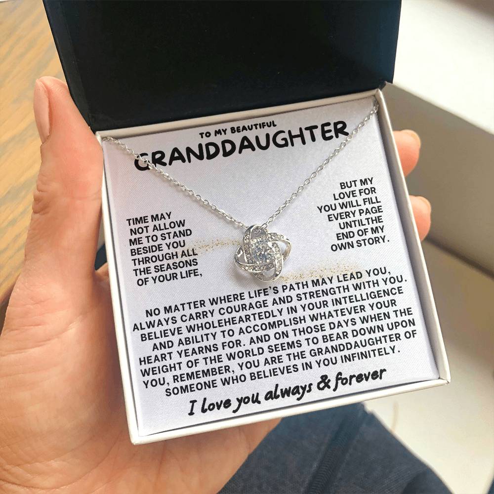 Eternal Embrace: Love Knot Necklace for My Granddaughter WHTE 003