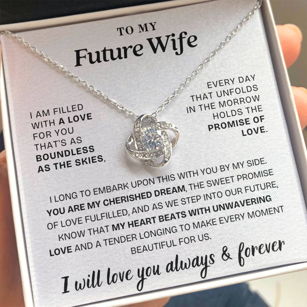 Eternal Embrace: Love Knot Necklace for My Future Wife WHTE