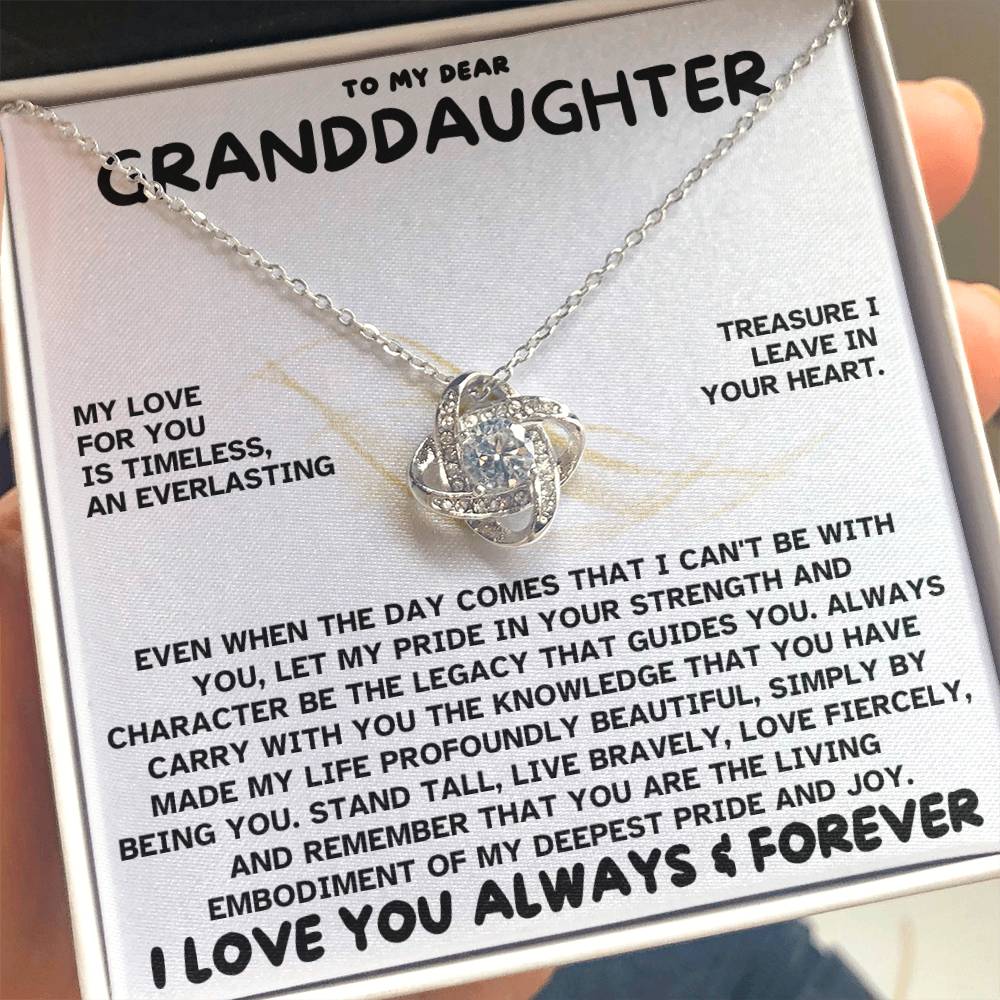 Eternal Embrace: Love Knot Necklace for My Granddaughter WHTE