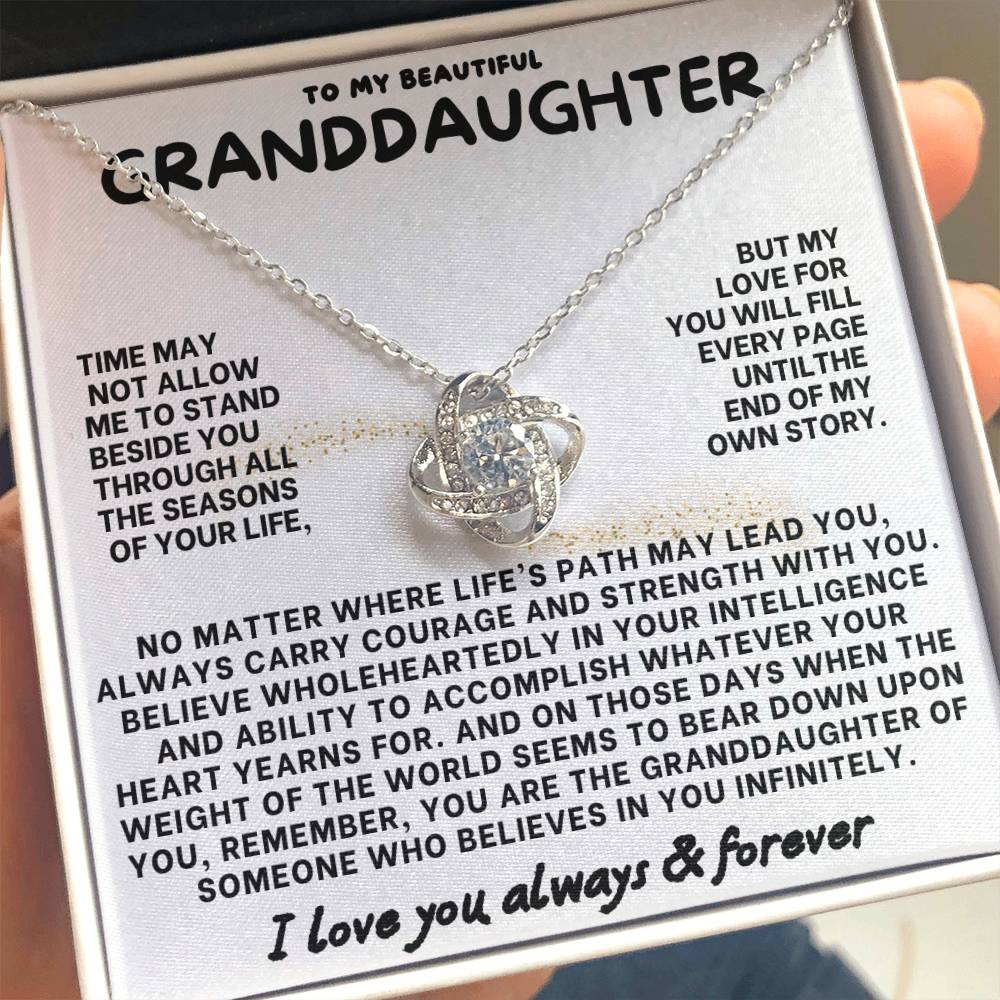 Eternal Embrace: Love Knot Necklace for My Granddaughter WHTE 003
