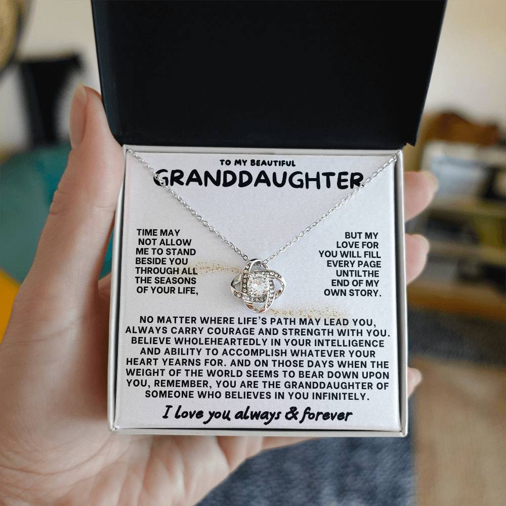 Eternal Embrace: Love Knot Necklace for My Granddaughter WHTE 003