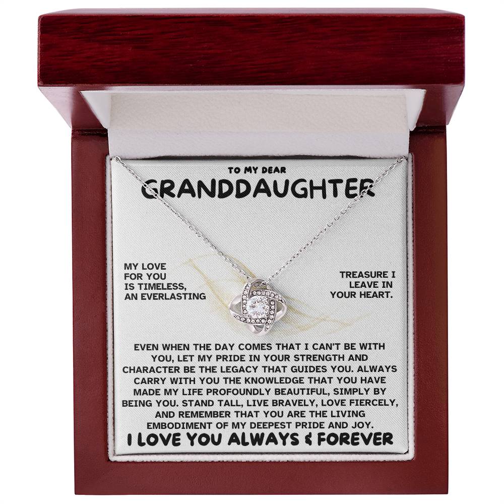 Eternal Embrace: Love Knot Necklace for My Granddaughter WHTE