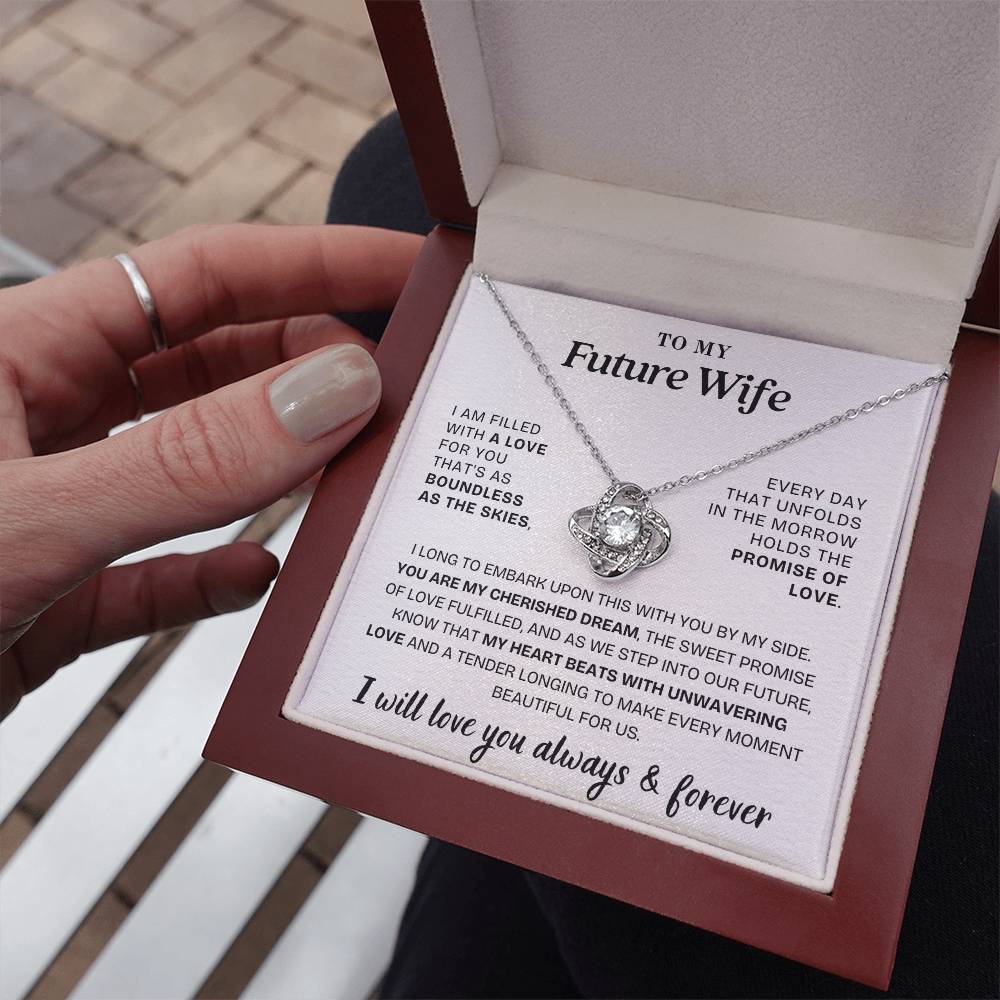 Eternal Embrace: Love Knot Necklace for My Future Wife WHTE