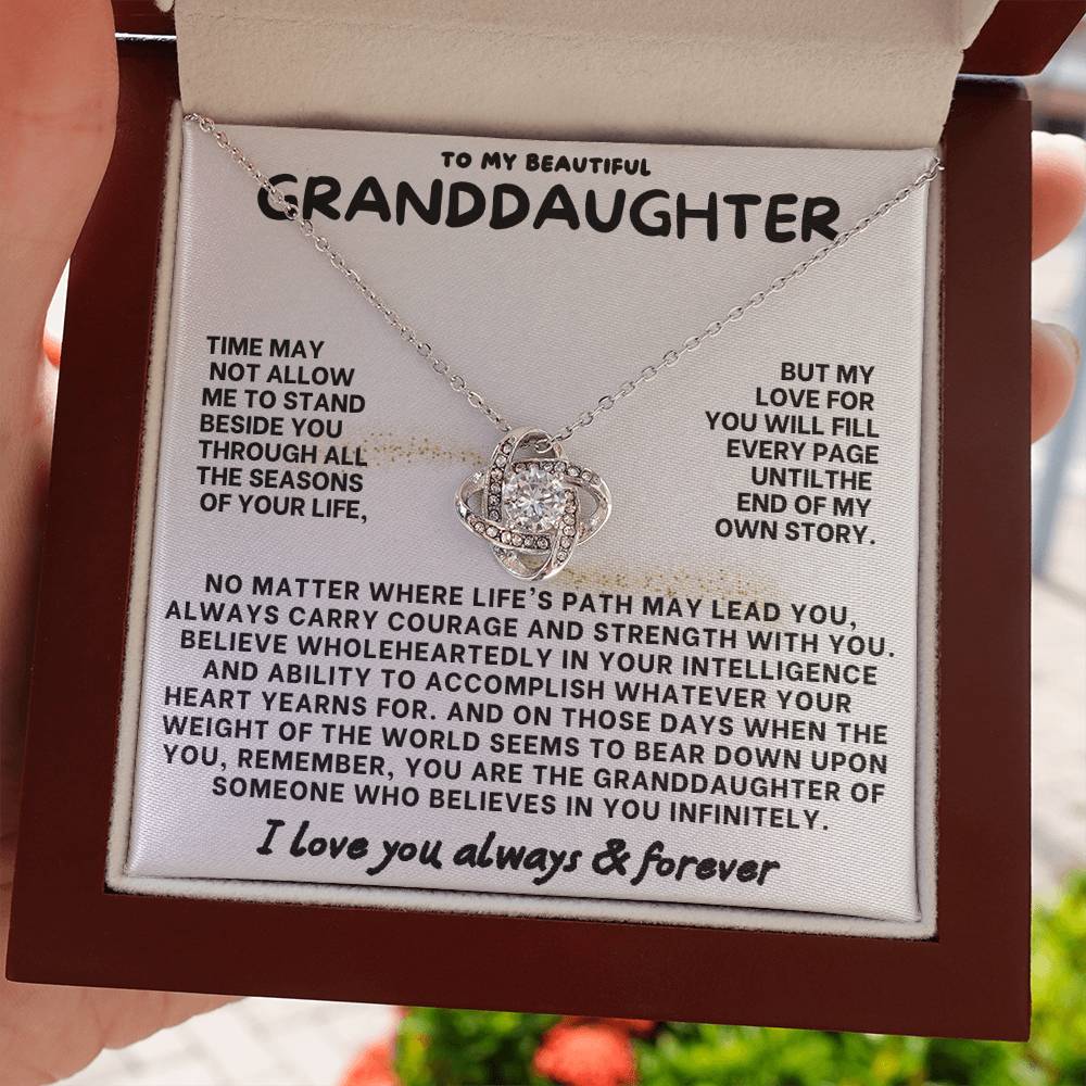 Eternal Embrace: Love Knot Necklace for My Granddaughter WHTE 003