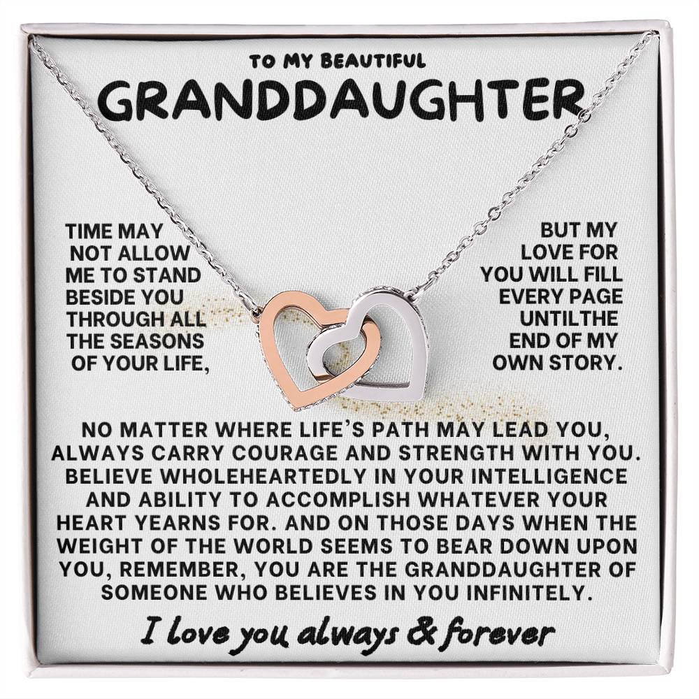 Eternal Bond: Granddaughter's Interlocking Hearts Necklace GL-004