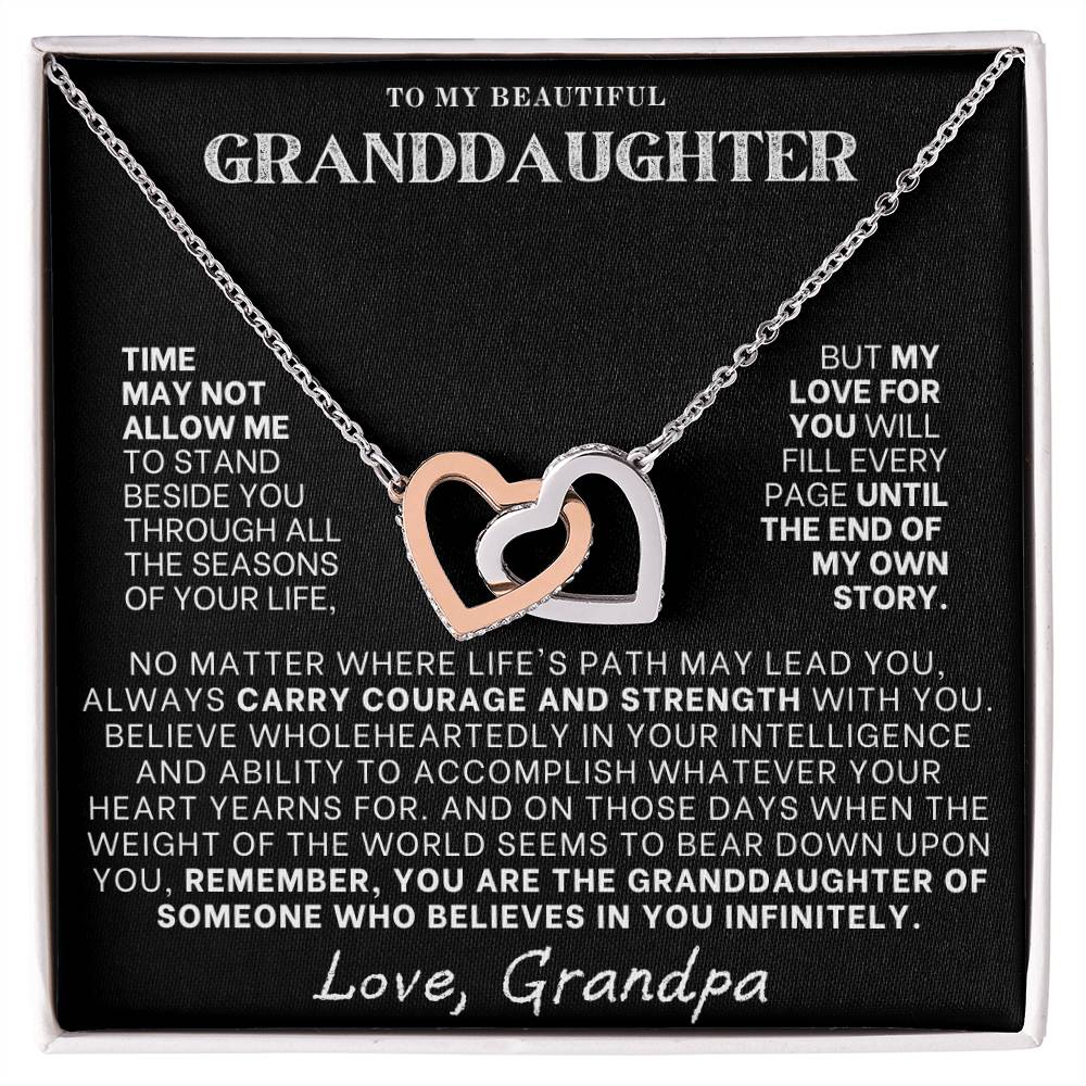 Interlocking Hearts Necklace: A Granddaughter's Cherished Necklace, Love Grandpa BLK002