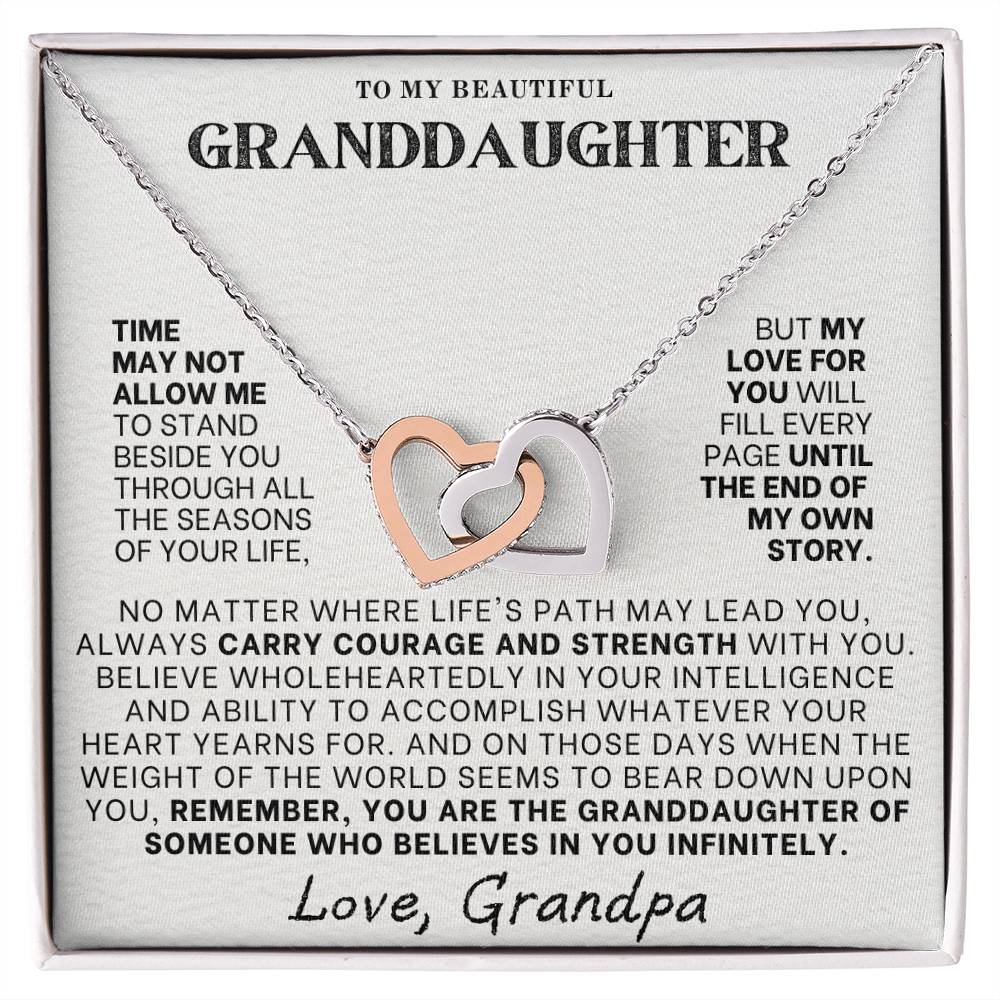 Interlocking Hearts Necklace: A Granddaughter's Cherished Necklace, Love Grandpa WHT002