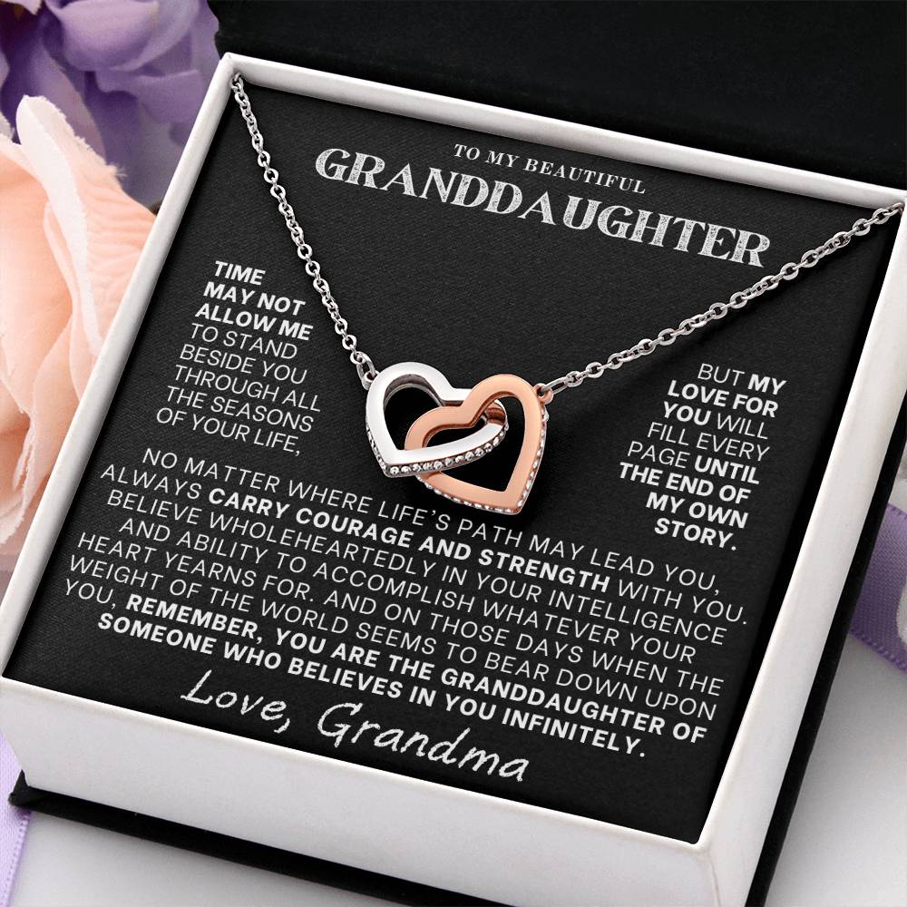 Interlocking Hearts Necklace: A Granddaughter's Cherished Necklace BLK002