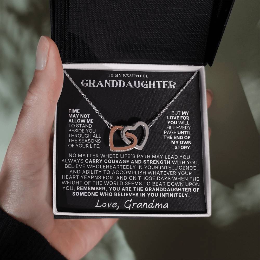 Interlocking Hearts Necklace: A Granddaughter's Cherished Necklace BLK002