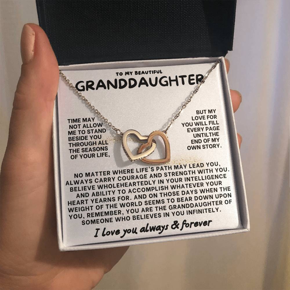 Eternal Bond: Granddaughter's Interlocking Hearts Necklace GL-004