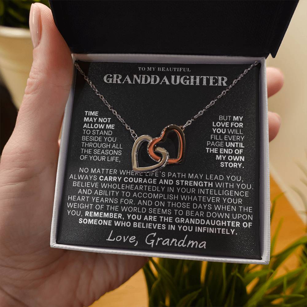 Interlocking Hearts Necklace: A Granddaughter's Cherished Necklace BLK002