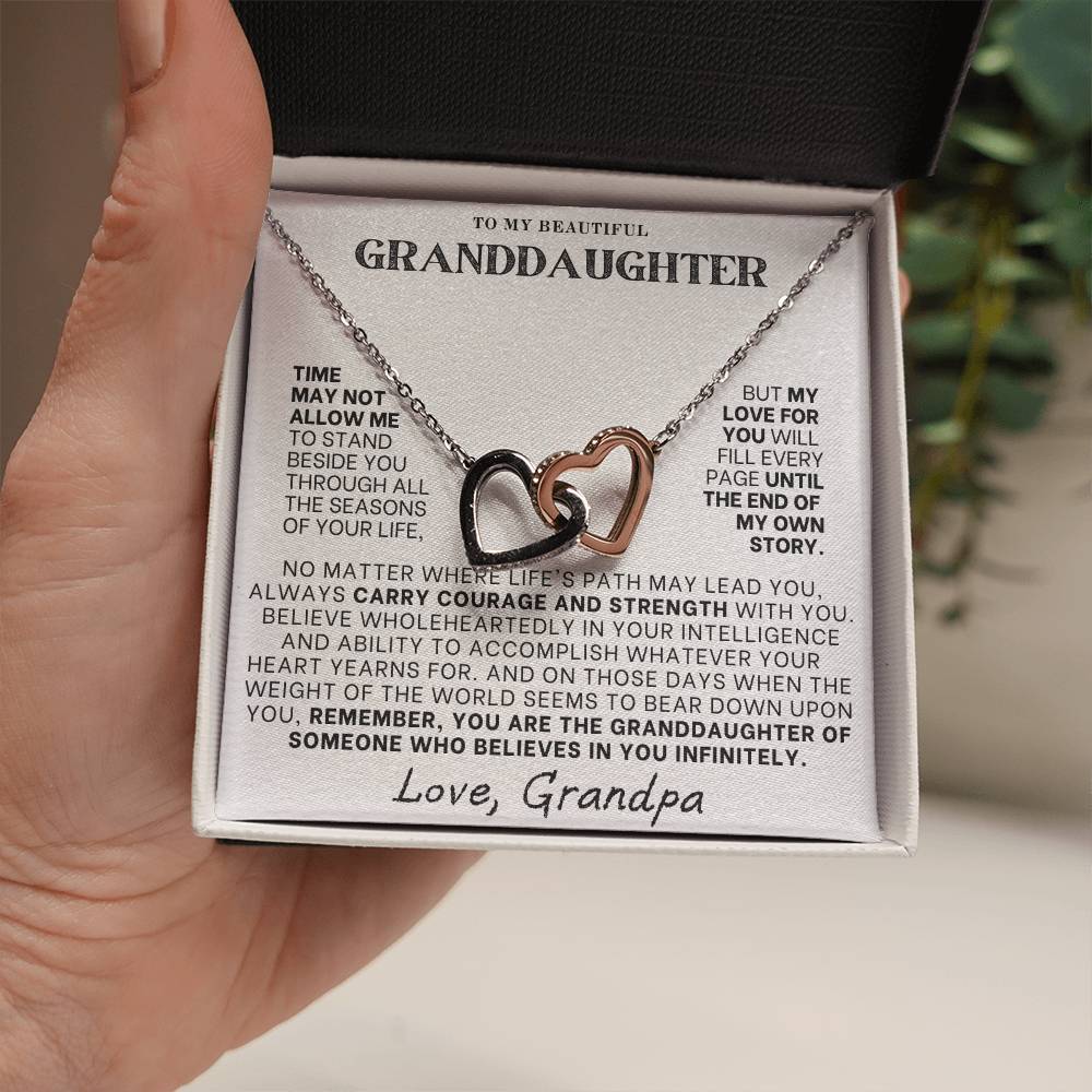 Interlocking Hearts Necklace: A Granddaughter's Cherished Necklace, Love Grandpa WHT002