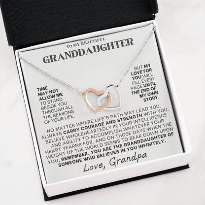 Interlocking Hearts Necklace: A Granddaughter's Cherished Necklace, Love Grandpa WHT002