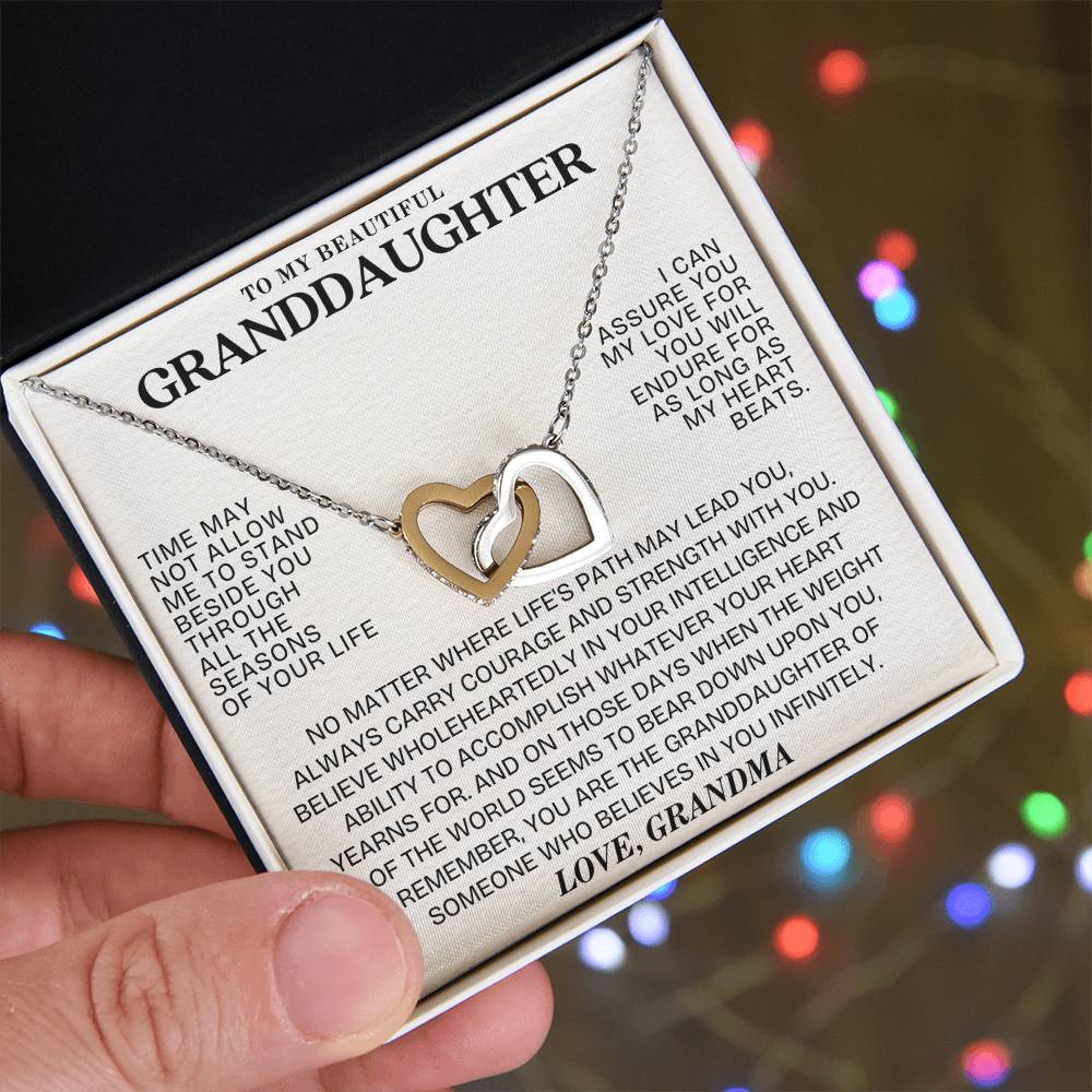 Eternal Bond: Granddaughter's Interlocking Hearts Necklace GL-001