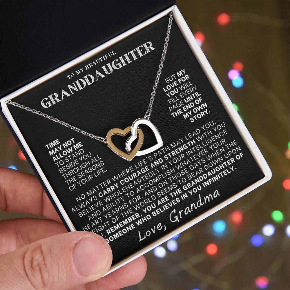 Interlocking Hearts Necklace: A Granddaughter's Cherished Necklace BLK002