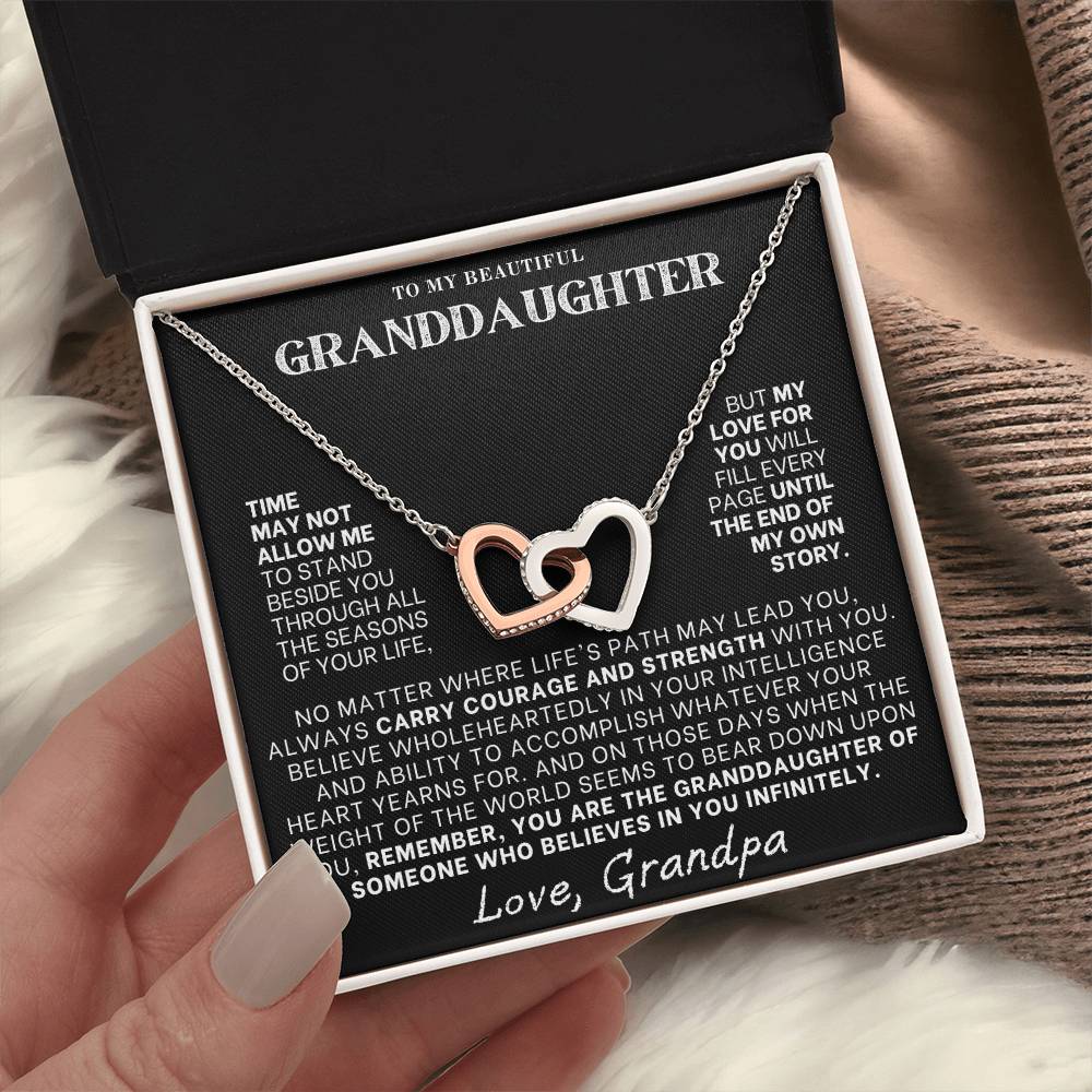 Interlocking Hearts Necklace: A Granddaughter's Cherished Necklace, Love Grandpa BLK002