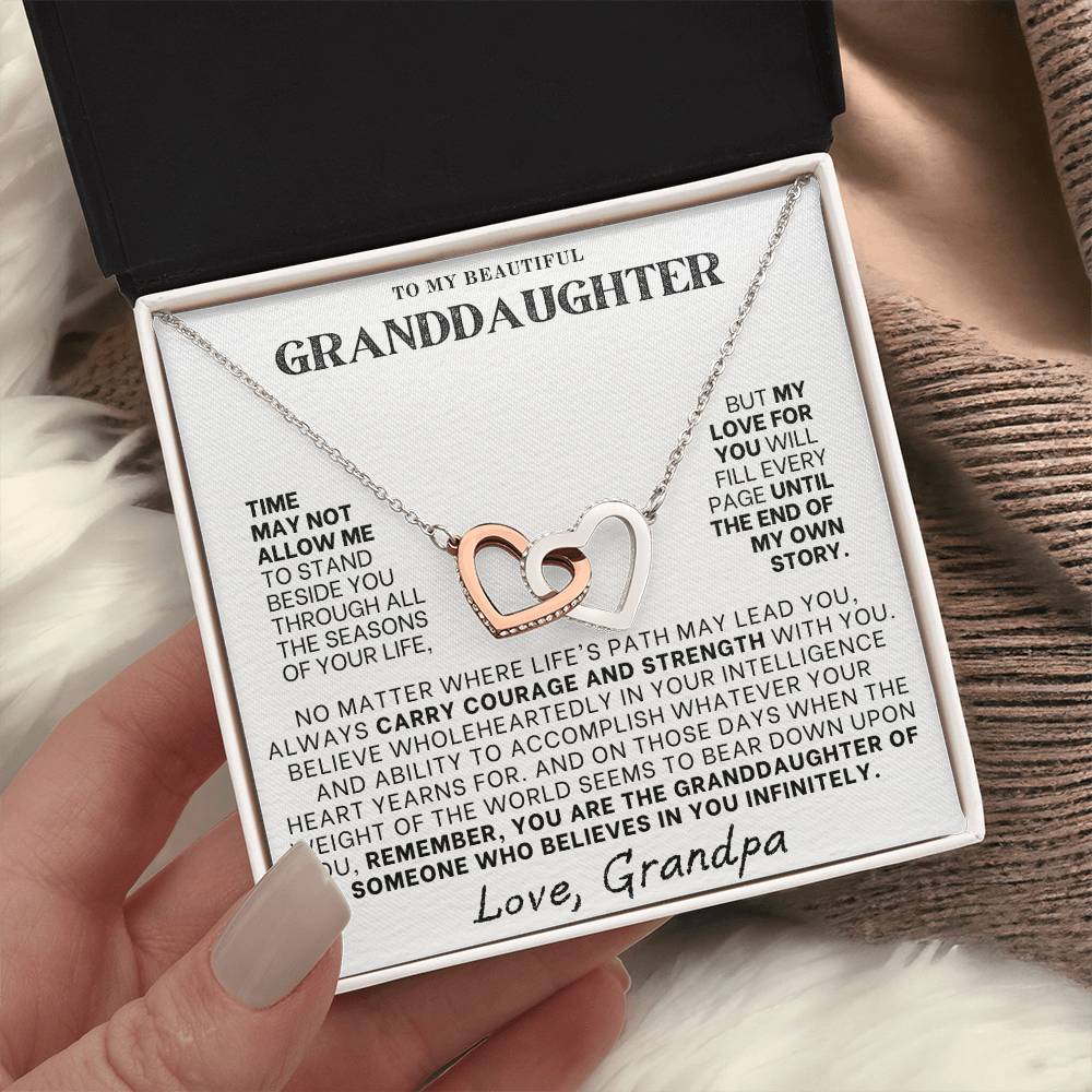 Interlocking Hearts Necklace: A Granddaughter's Cherished Necklace, Love Grandpa WHT002