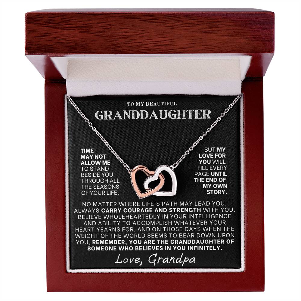 Interlocking Hearts Necklace: A Granddaughter's Cherished Necklace, Love Grandpa BLK002