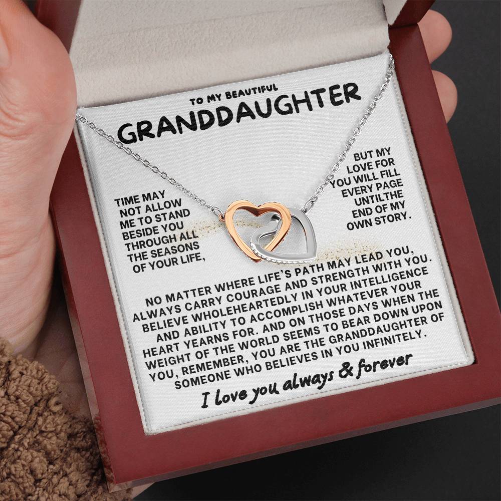 Eternal Bond: Granddaughter's Interlocking Hearts Necklace GL-004