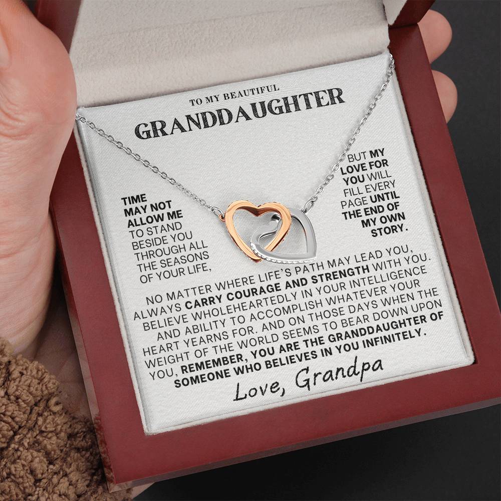 Interlocking Hearts Necklace: A Granddaughter's Cherished Necklace, Love Grandpa WHT002