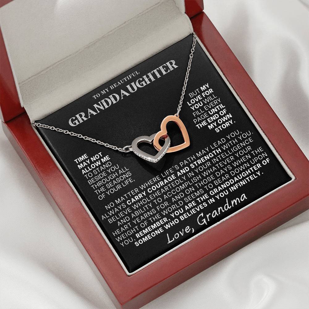 Interlocking Hearts Necklace: A Granddaughter's Cherished Necklace BLK002