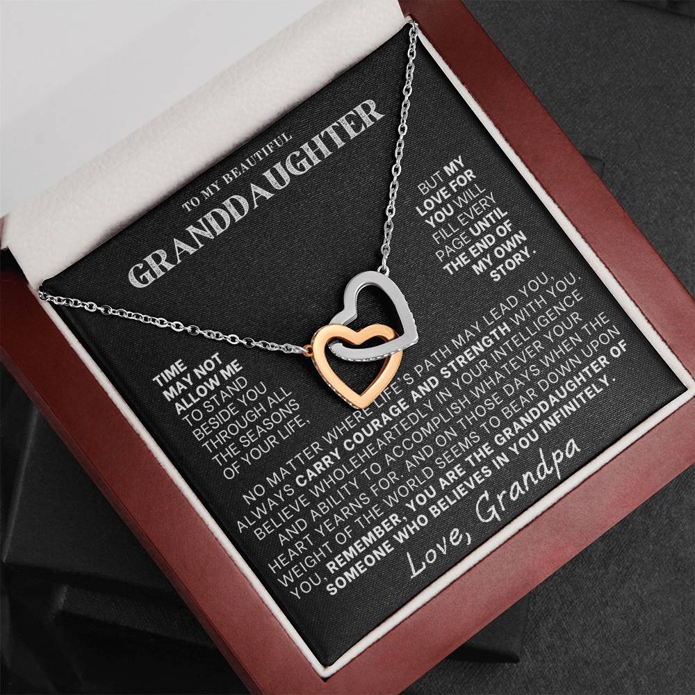Interlocking Hearts Necklace: A Granddaughter's Cherished Necklace, Love Grandpa BLK002