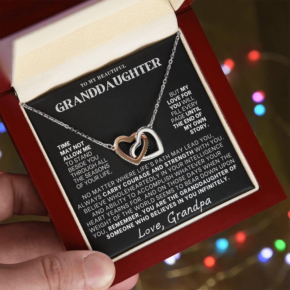 Interlocking Hearts Necklace: A Granddaughter's Cherished Necklace, Love Grandpa BLK002