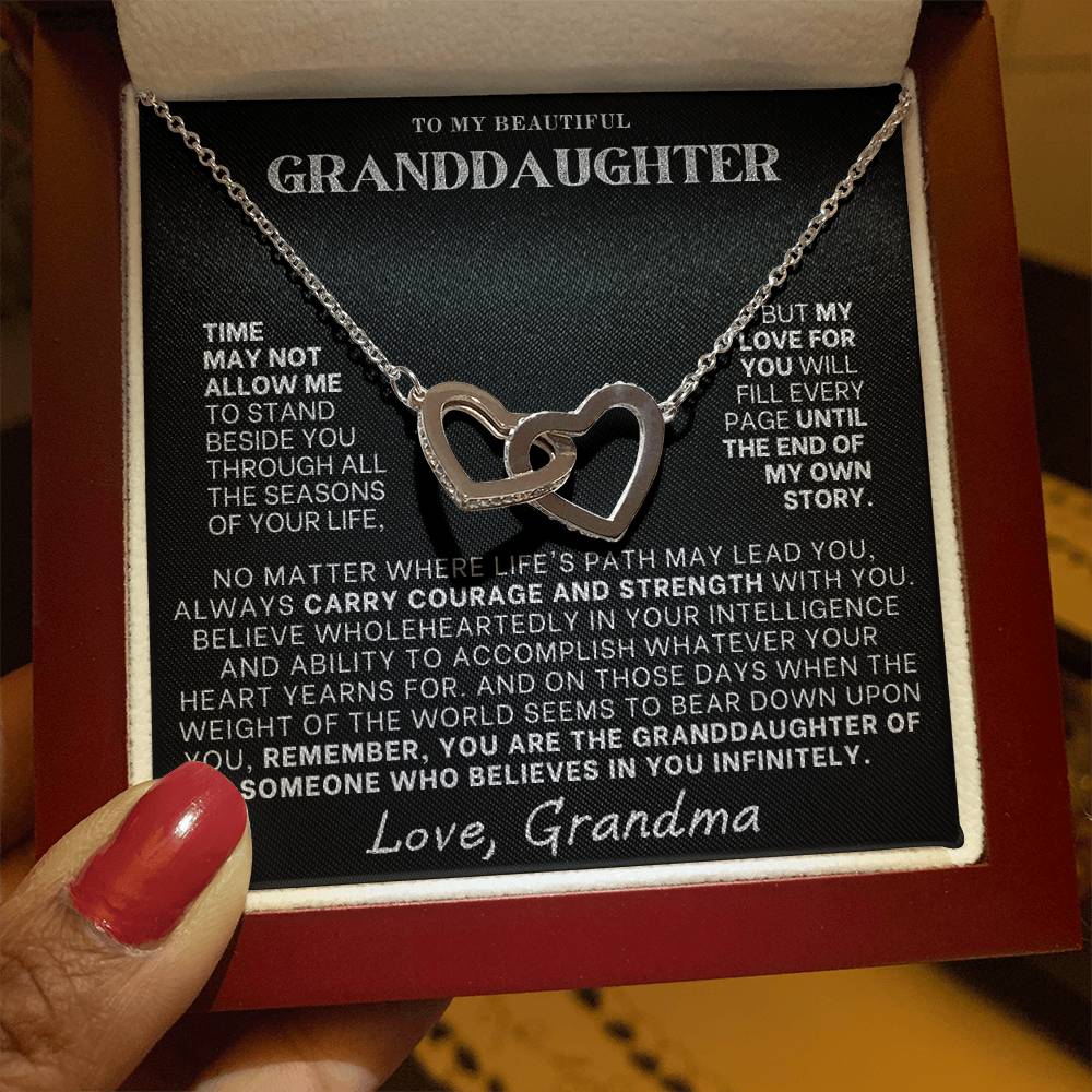 Interlocking Hearts Necklace: A Granddaughter's Cherished Necklace BLK002
