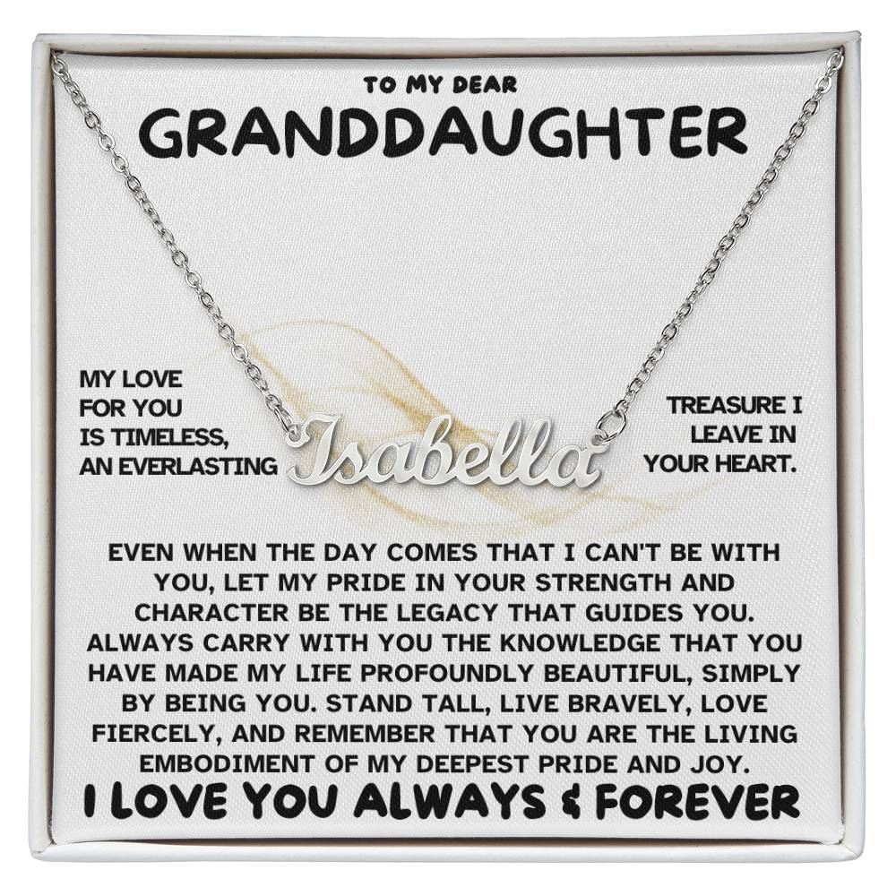 Heartfelt Embrace Custom Name Necklace with Personalized Message Card for Granddaughter 001