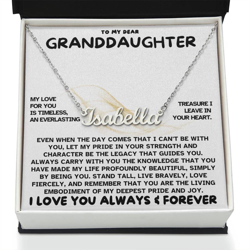 Heartfelt Embrace Custom Name Necklace with Personalized Message Card for Granddaughter 001