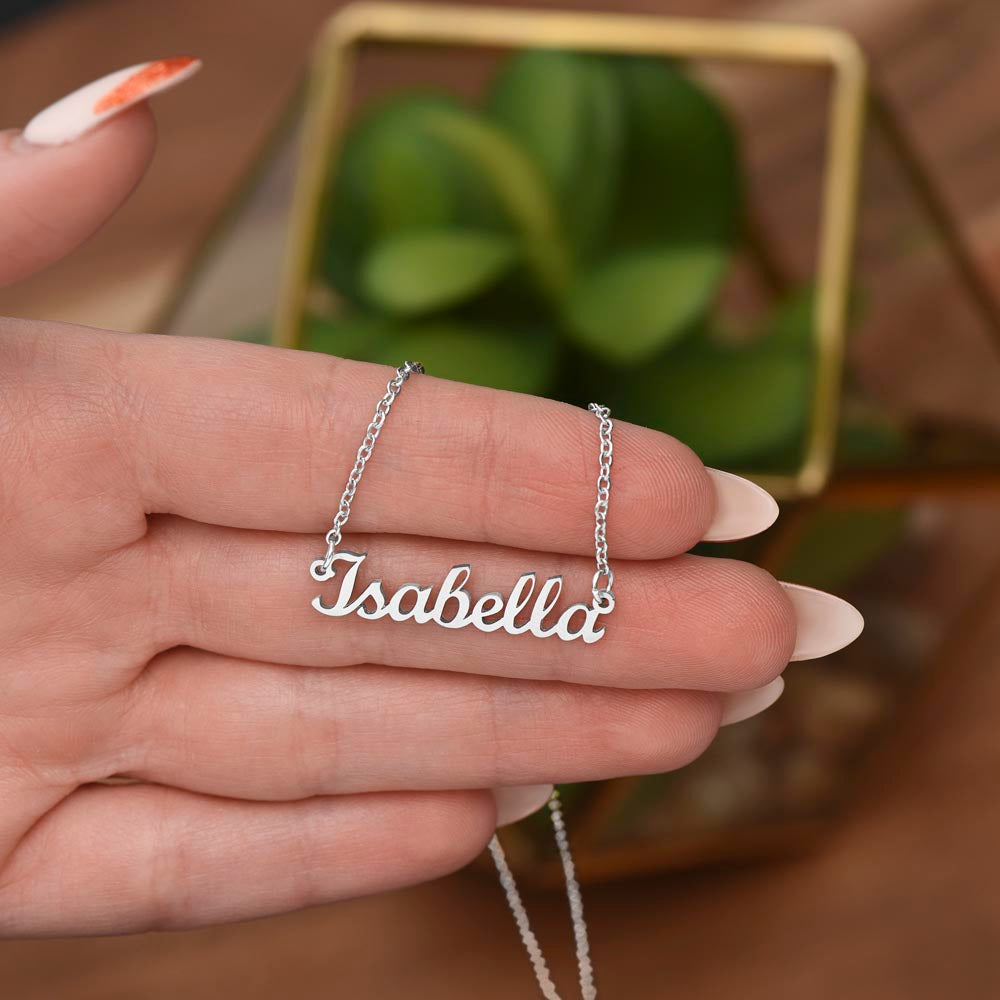 Heartfelt Embrace Custom Name Necklace with Personalized Message Card for Granddaughter 001