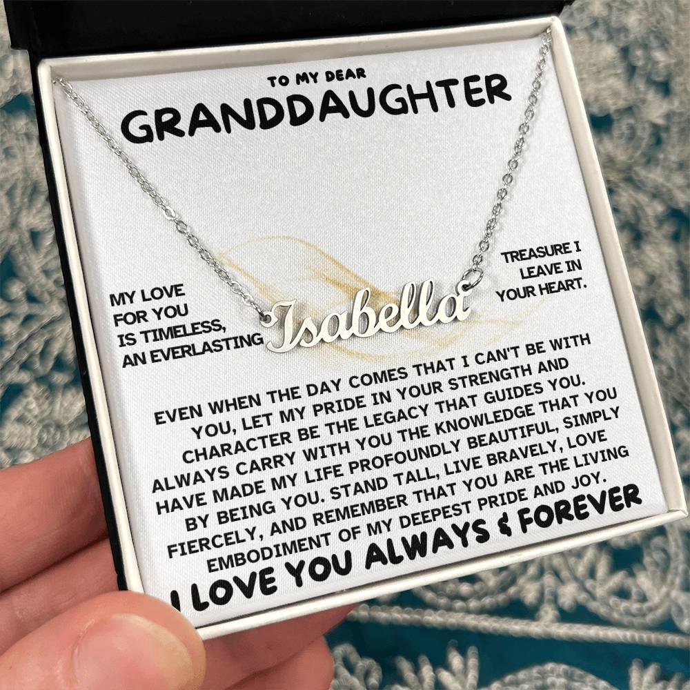Heartfelt Embrace Custom Name Necklace with Personalized Message Card for Granddaughter 001