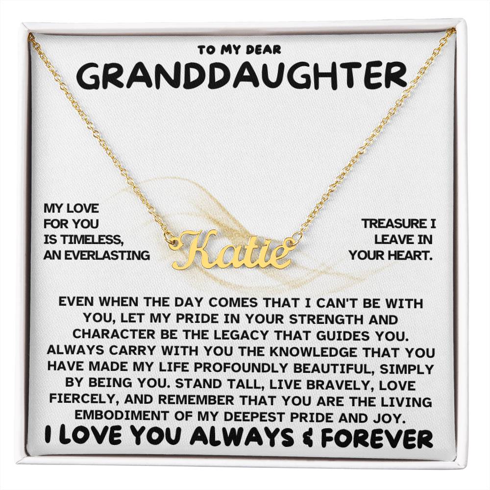 Heartfelt Embrace Custom Name Necklace with Personalized Message Card for Granddaughter 001