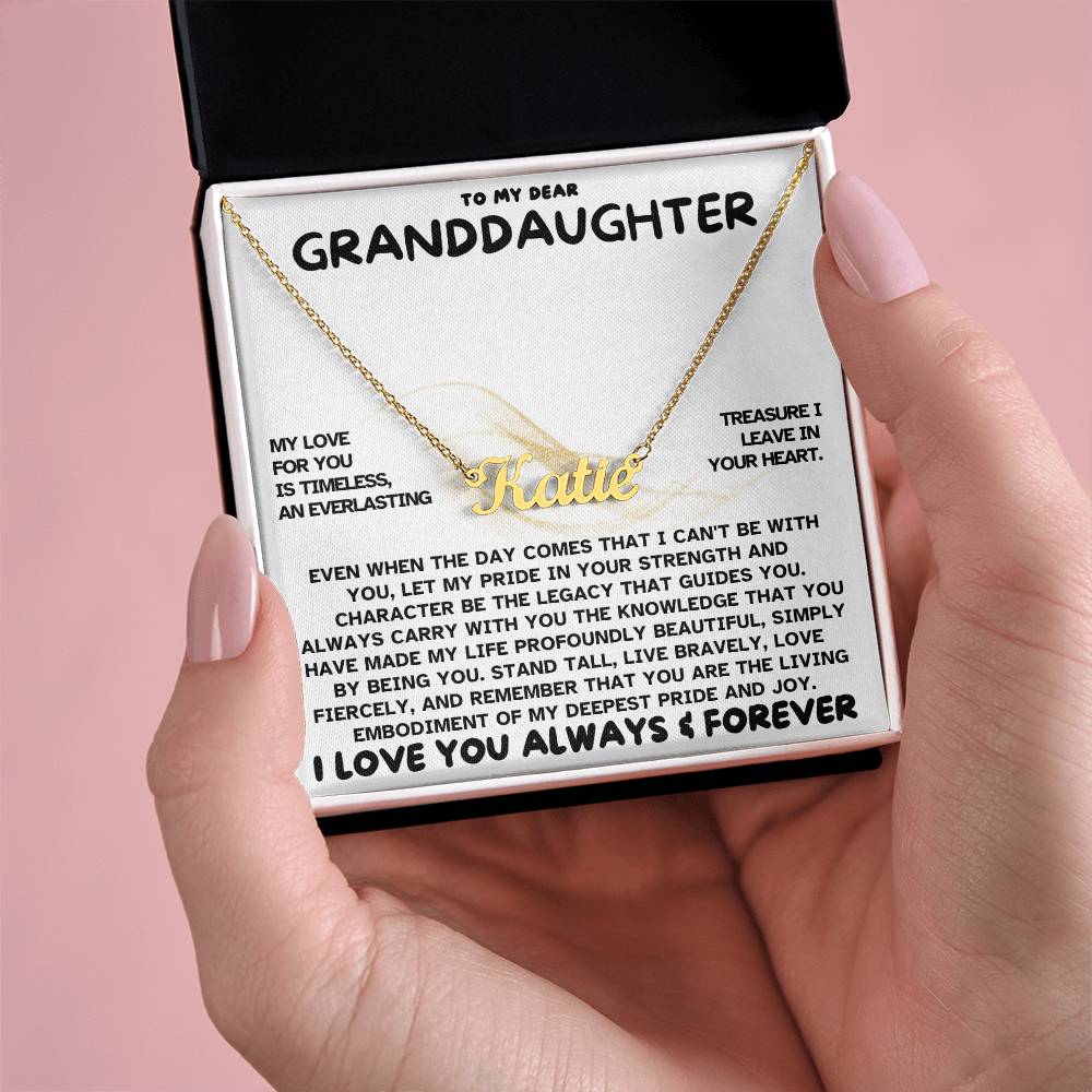 Heartfelt Embrace Custom Name Necklace with Personalized Message Card for Granddaughter 001