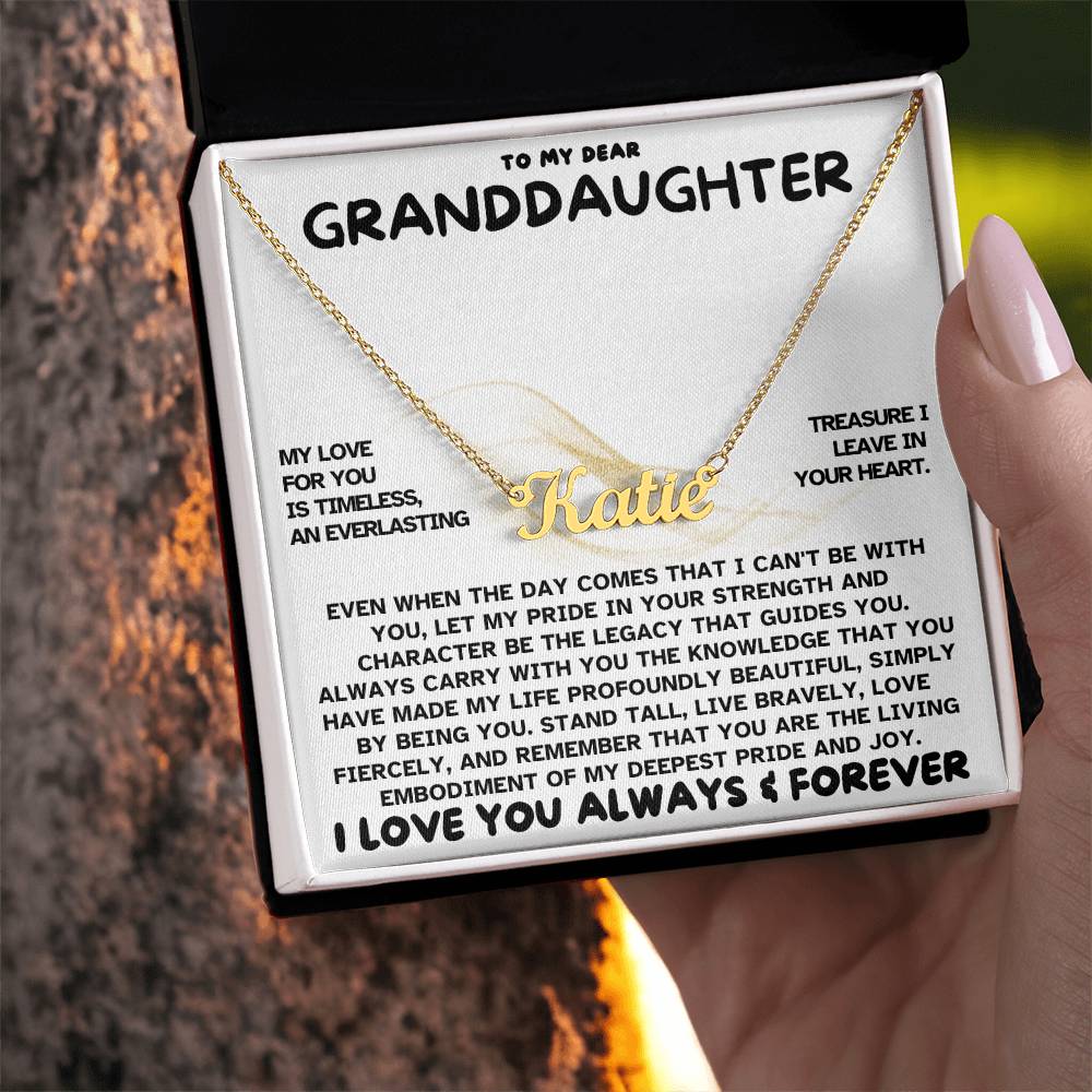 Heartfelt Embrace Custom Name Necklace with Personalized Message Card for Granddaughter 001