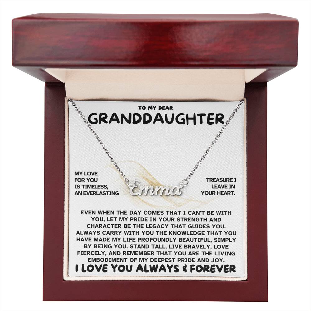 Heartfelt Embrace Custom Name Necklace with Personalized Message Card for Granddaughter 001