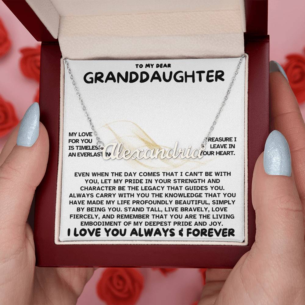 Heartfelt Embrace Custom Name Necklace with Personalized Message Card for Granddaughter 001