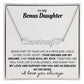 Heartfelt Embrace Custom Name Necklace with Personalized Message Card for Bonus Daughter