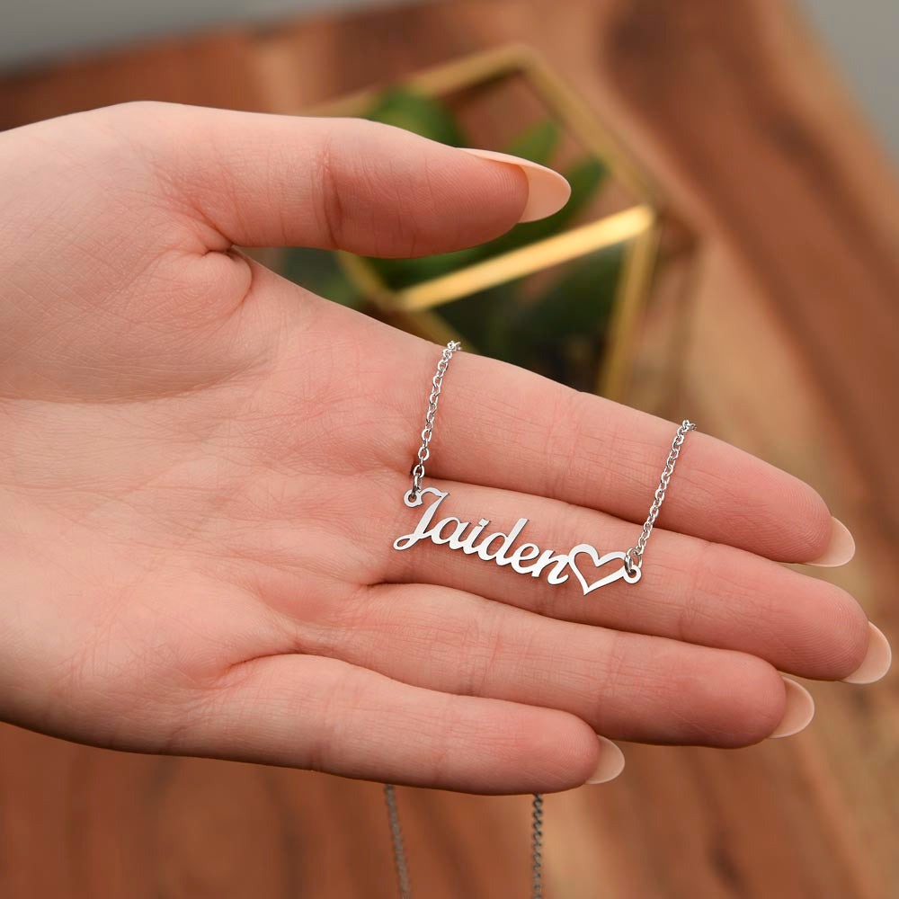 Heartfelt Embrace Custom Name Necklace with Personalized Message Card for Bonus Daughter BLK