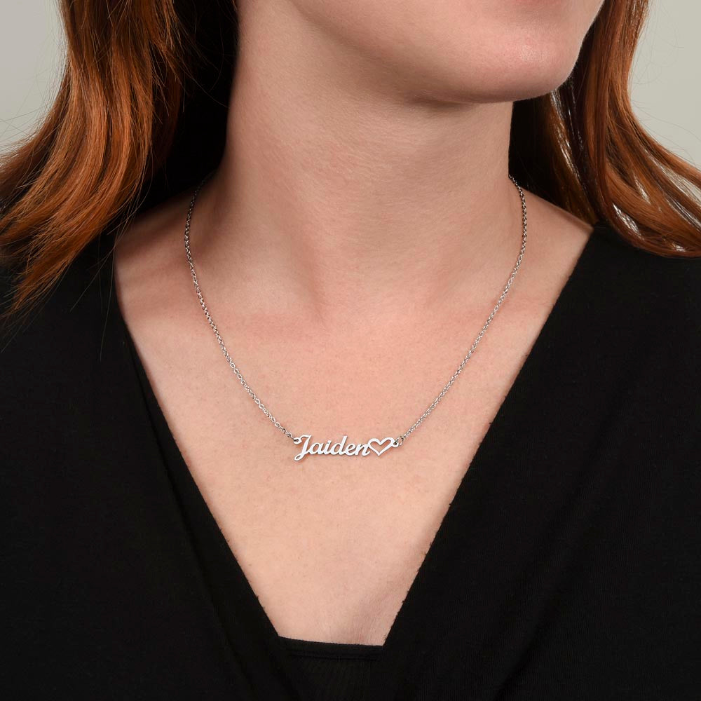 Heartfelt Embrace Custom Name Necklace with Personalized Message Card for Bonus Daughter