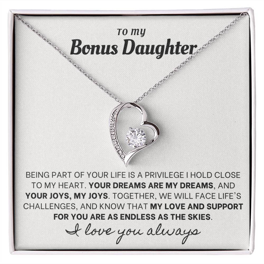 Forever Love Necklace with Custom Message Card for Bonus Daughter WHTE